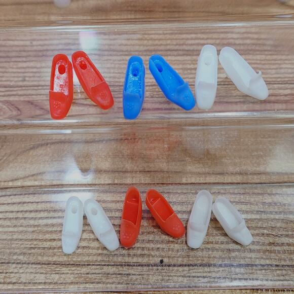 Vintage Mod Barbie Clone Doll Pilgrim Pumps Shoes Lot Red White Blue Heels - Picture 1 of 3